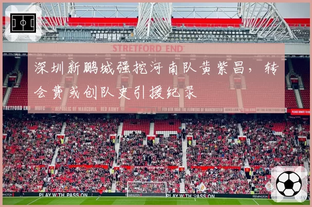 深圳新鹏城强挖河南队黄紫昌,转会费或创队史引援纪录